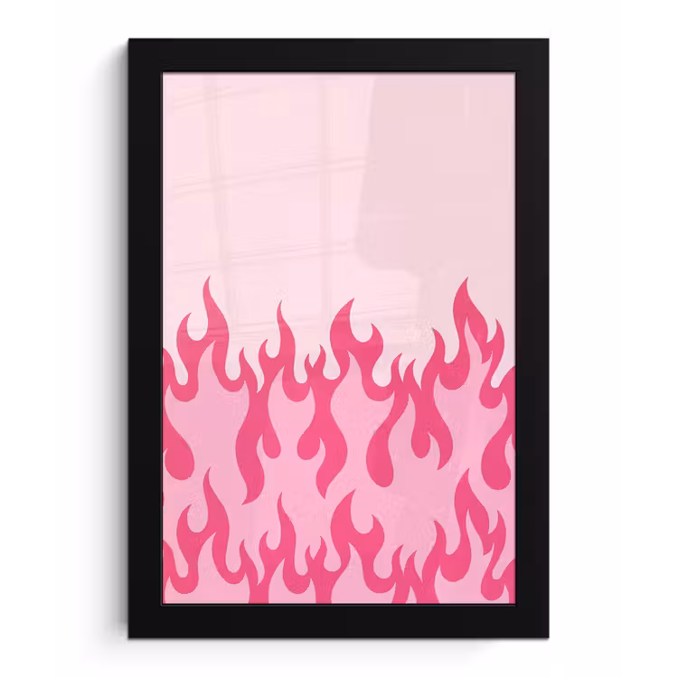 Vlammen - Patroon - Abstract - Modern - Roze fotolijst zwart zonder passe partout klein -3d