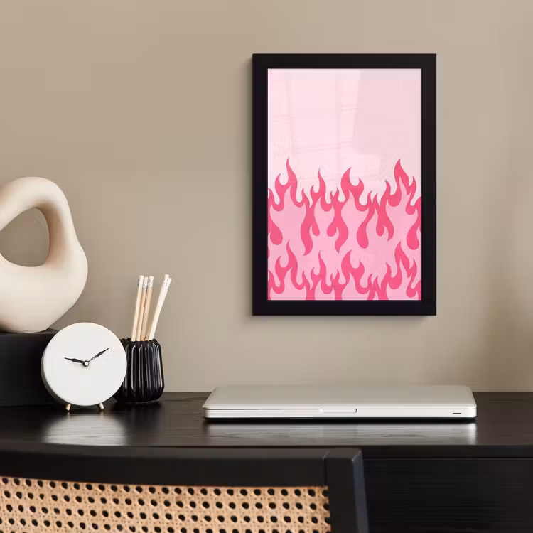 Vlammen - Patroon - Abstract - Modern - Roze fotolijst zwart zonder passe partout klein -sfeer1