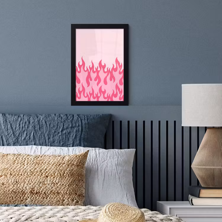 Vlammen - Patroon - Abstract - Modern - Roze fotolijst zwart zonder passe partout klein -sfeer3