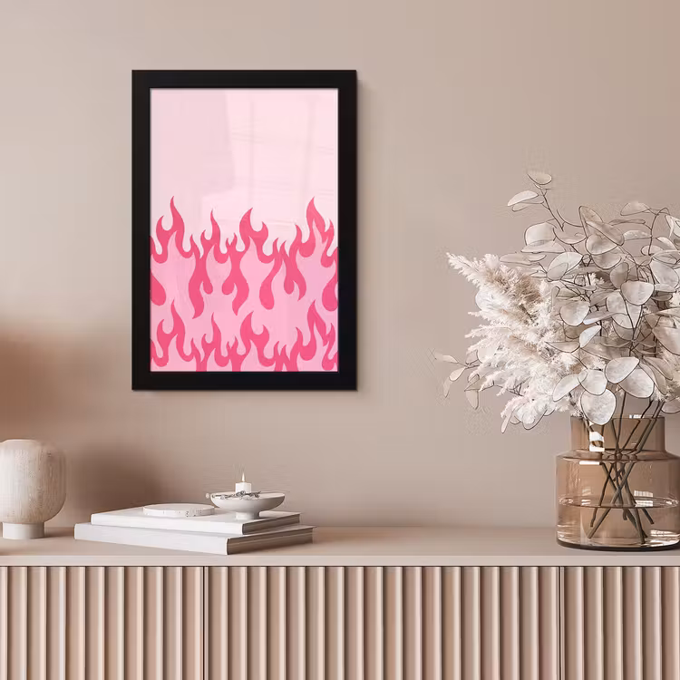 Vlammen - Patroon - Abstract - Modern - Roze fotolijst zwart zonder passe partout klein -sfeer5