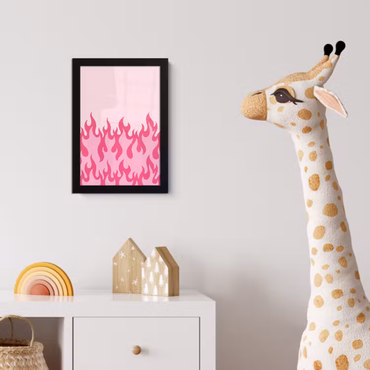 Vlammen - Patroon - Abstract - Modern - Roze fotolijst zwart zonder passe partout klein -usfeer4_kinderkamer