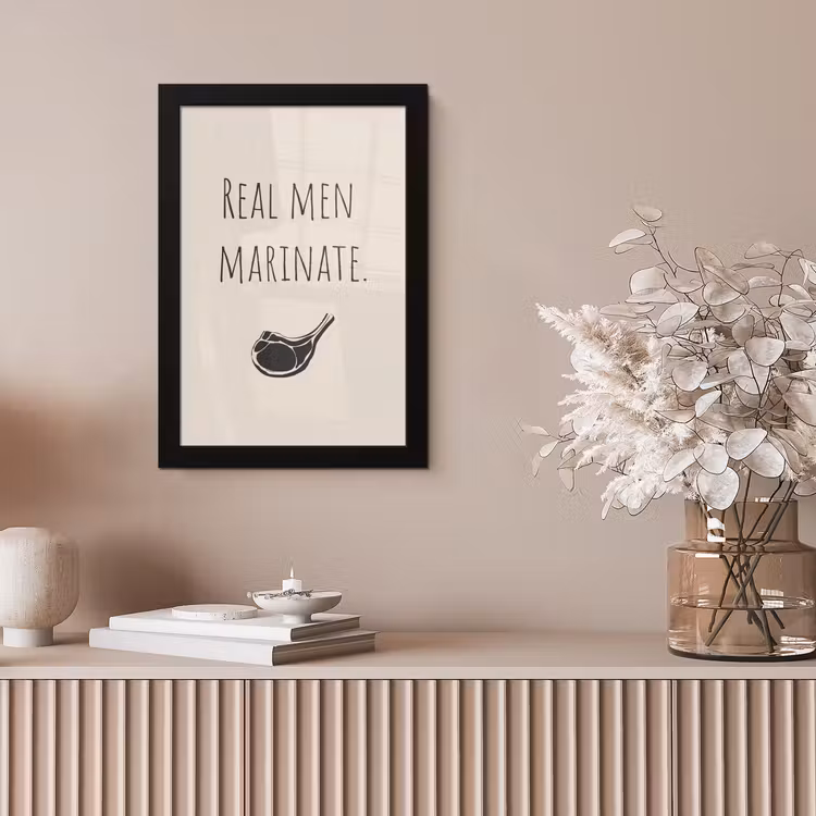 Vlees - Minimalistisch - Beige - Quote fotolijst zwart zonder passe partout klein -sfeer5