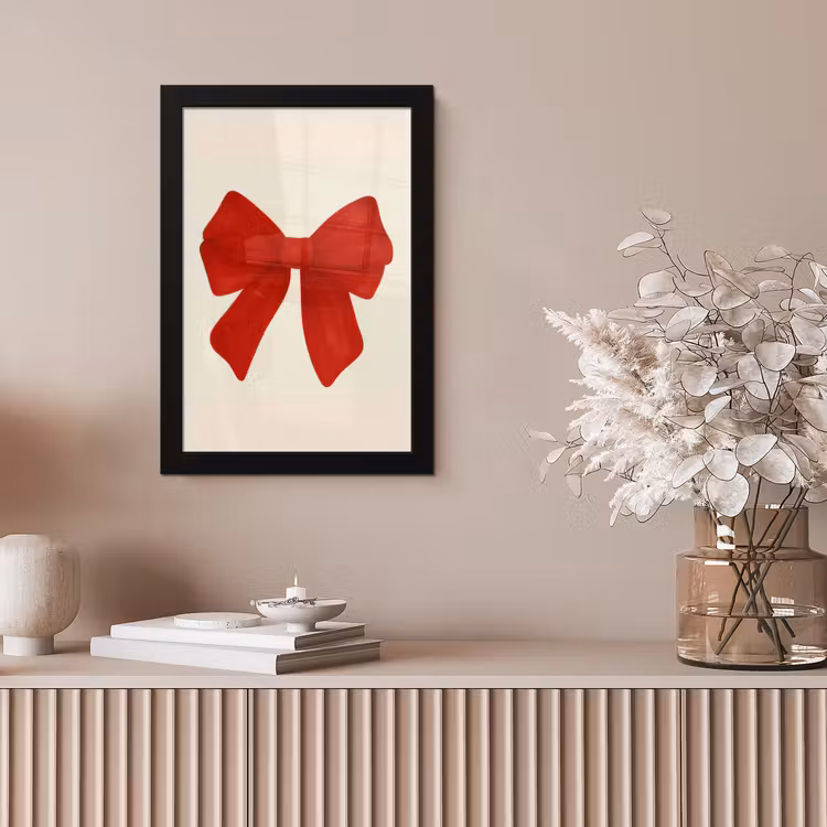 Strik - Symmetrisch - Rood - Lint fotolijst zwart zonder passe partout klein -sfeer5