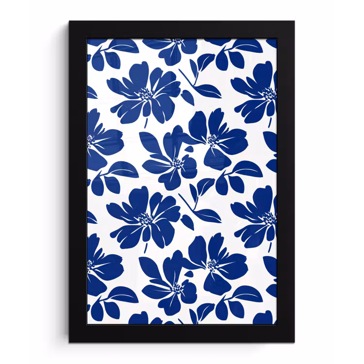 Floraal - Modern - Blauw fotolijst zwart zonder passe partout klein 224 -3d
