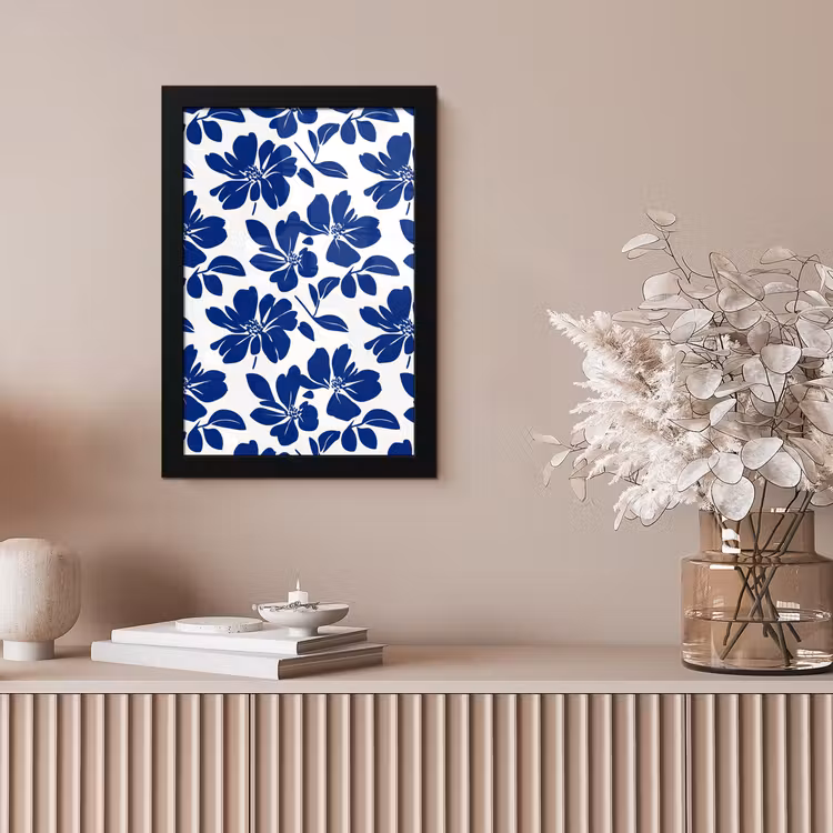 Floraal - Modern - Blauw fotolijst zwart zonder passe partout klein 224 -sfeer5