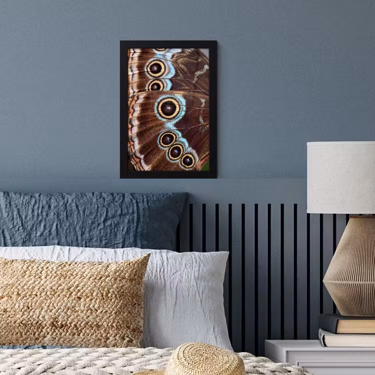 Vleugels - Vlinder - Blauw fotolijst zwart zonder passe partout klein -sfeer3