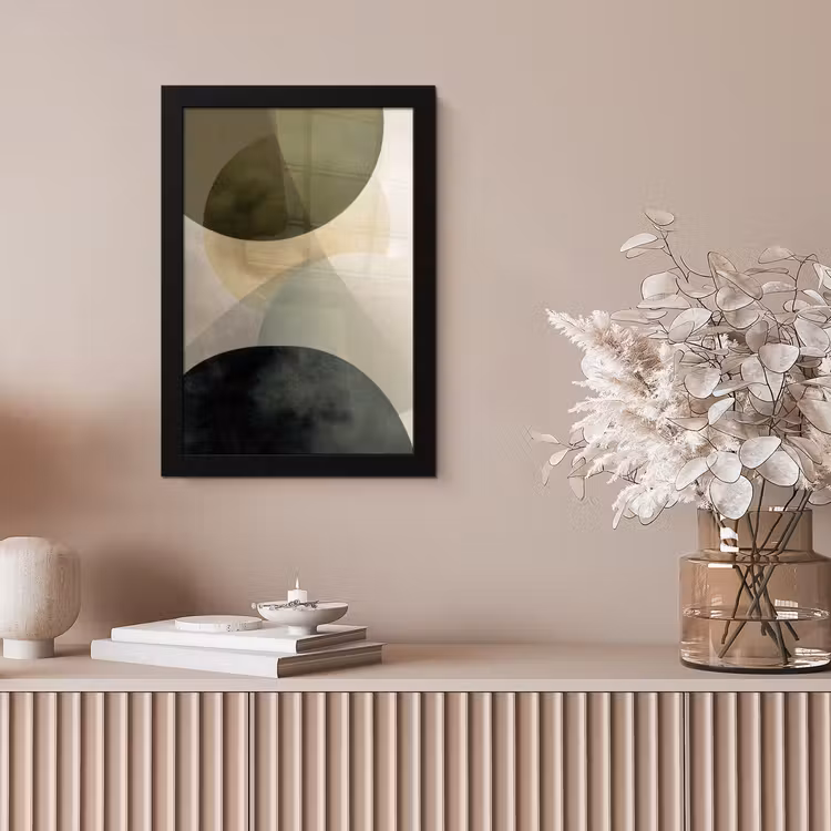 Vlakken - Abstract - Beige - Cirkels fotolijst zwart zonder passe partout klein -sfeer5