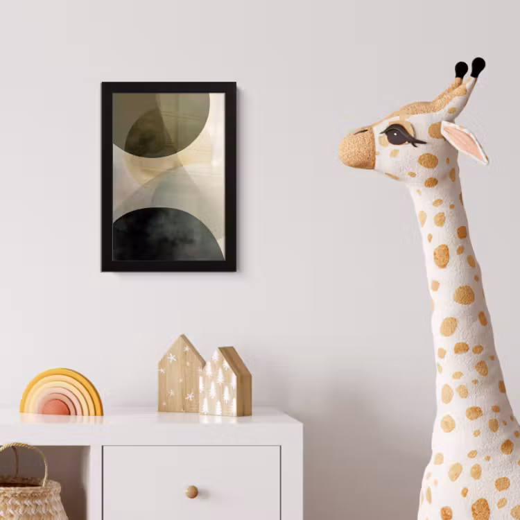 Vlakken - Abstract - Beige - Cirkels fotolijst zwart zonder passe partout klein -usfeer4_kinderkamer