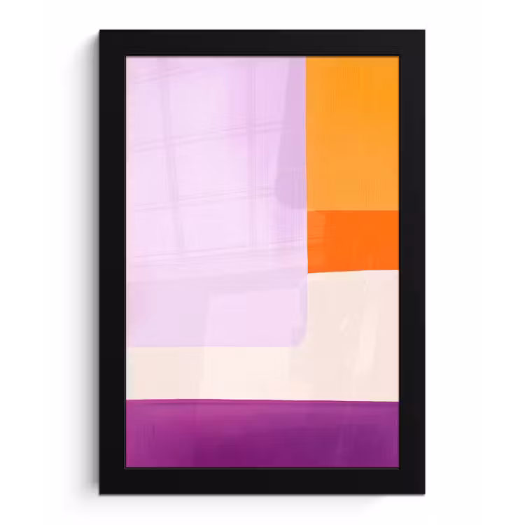 Vlakken - Abstract - Rechthoekig - Oranje fotolijst zwart zonder passe partout klein -3d