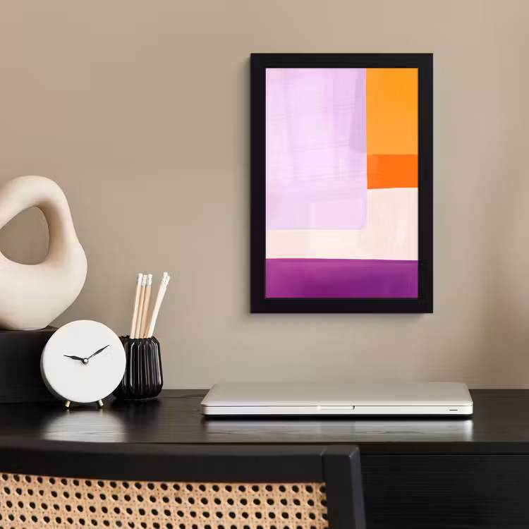 Vlakken - Abstract - Rechthoekig - Oranje fotolijst zwart zonder passe partout klein -sfeer1