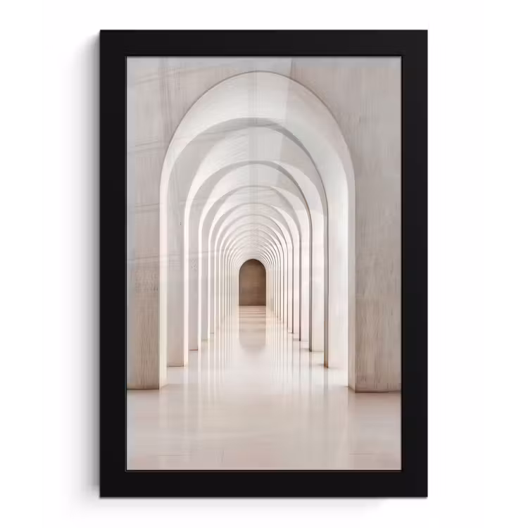 Hal - Bogen - Symmetrisch - Modern fotolijst zwart zonder passe partout klein -3d