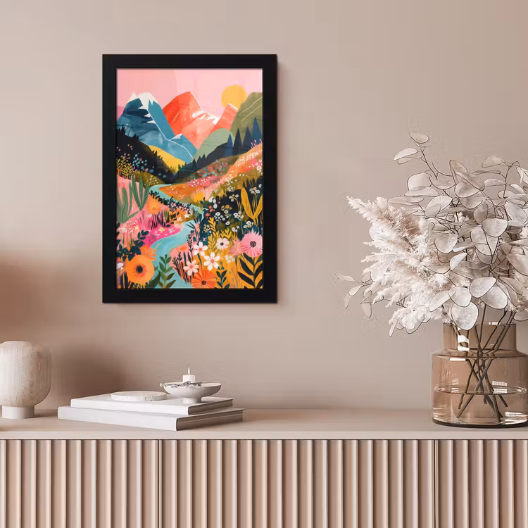 Rivier - Diepte - Bloemen fotolijst zwart zonder passe partout klein -sfeer5