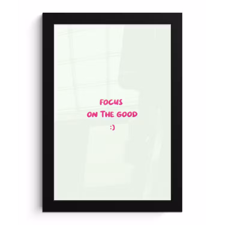 Focus - Beige - Roze - Smiley fotolijst zwart zonder passe partout klein -3d