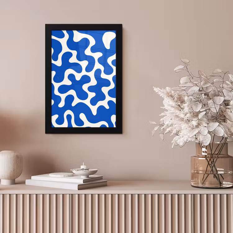 Vormen - Abstract - Blauw - Golven fotolijst zwart zonder passe partout klein -sfeer5