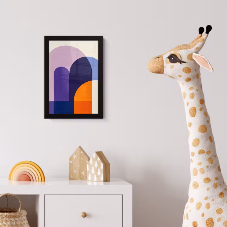Vormen - Abstract - Grafisch - Oranje fotolijst zwart zonder passe partout klein -usfeer4_kinderkamer