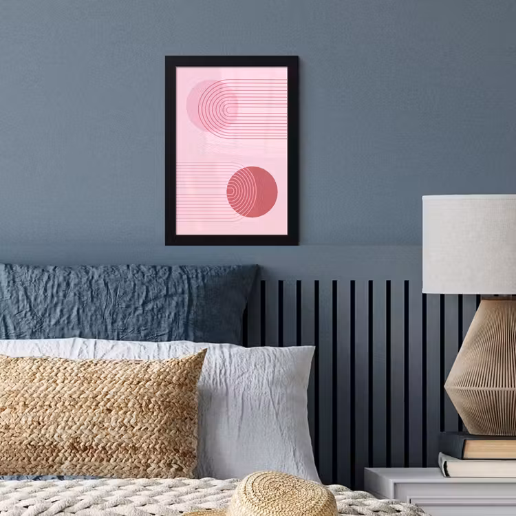 Vormen - Lijnen - Minimalistisch - Roze fotolijst zwart zonder passe partout klein -sfeer3