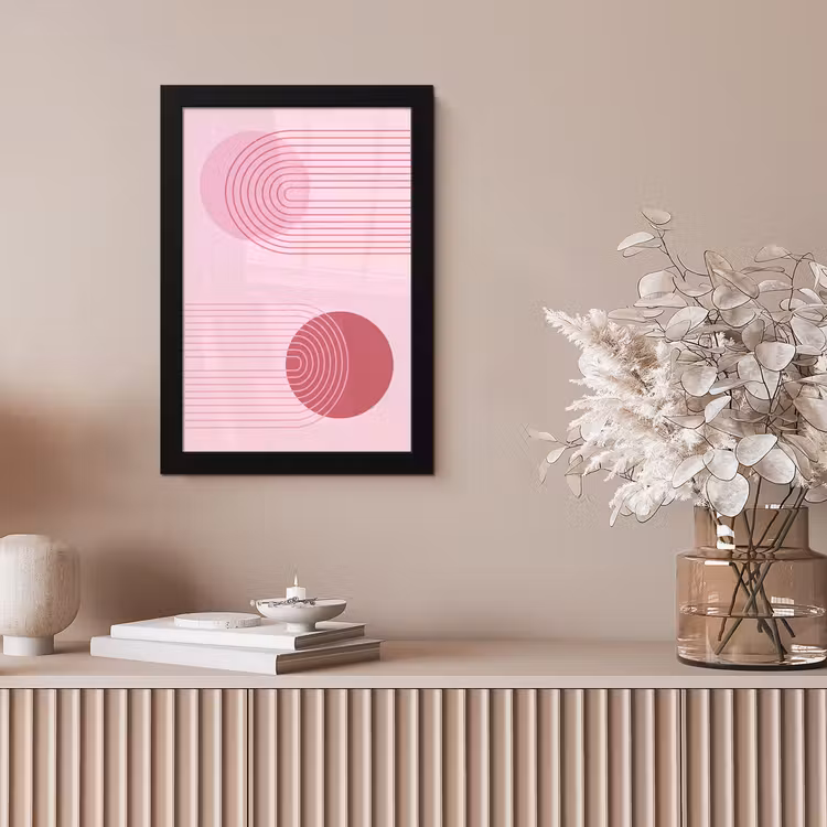 Vormen - Lijnen - Minimalistisch - Roze fotolijst zwart zonder passe partout klein -sfeer5