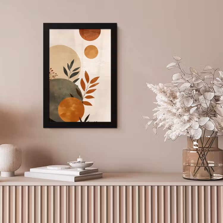 Vormen - Rond - Bladeren - Beige fotolijst zwart zonder passe partout klein -sfeer5