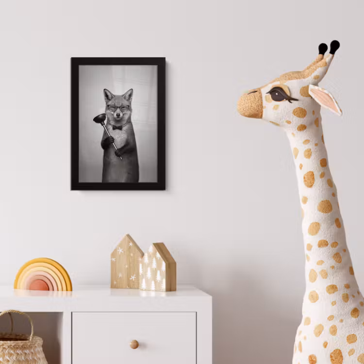 Vos - WC-ontstopper - Zwart - Wit fotolijst zwart zonder passe partout klein -usfeer4_kinderkamer