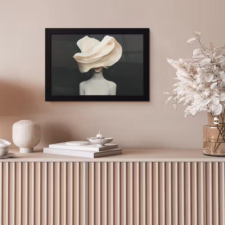 Vrouw - Beige - hoed fotolijst zwart zonder passe partout klein -sfeer5
