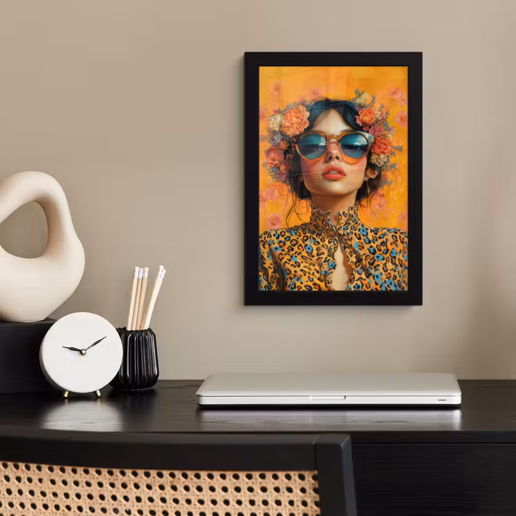 Vrouw - Bloemen - Aesthetic - Oranje fotolijst zwart zonder passe partout klein -sfeer1
