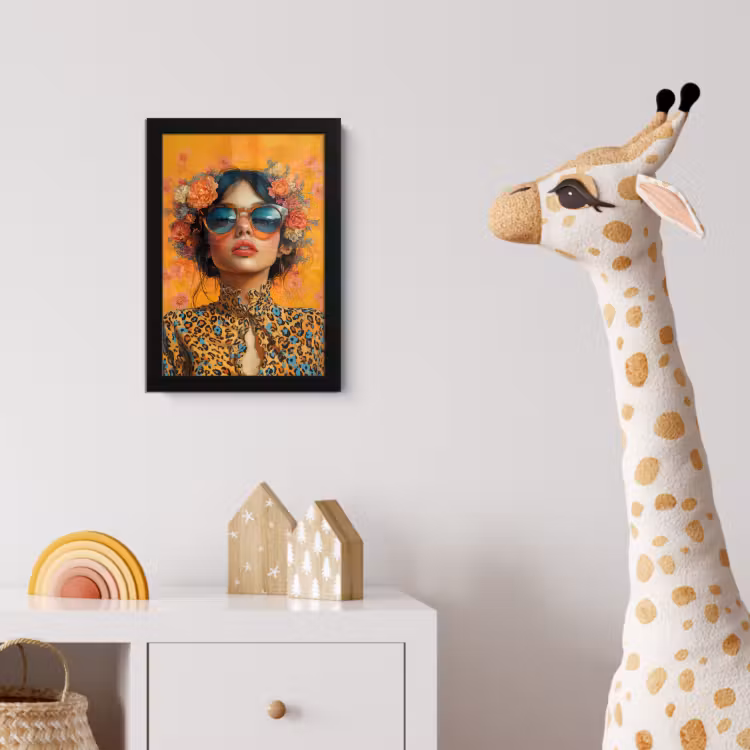 Vrouw - Bloemen - Aesthetic - Oranje fotolijst zwart zonder passe partout klein -usfeer4_kinderkamer
