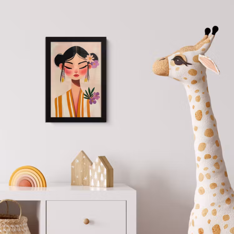Vrouw - Bloemen - Pastel fotolijst zwart zonder passe partout klein -usfeer4_kinderkamer