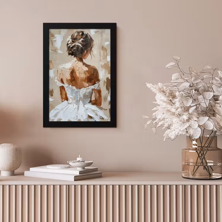 Vrouw - Verf - Abstract - Beige - Modern fotolijst zwart zonder passe partout klein -sfeer5
