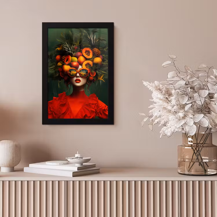 Vrouw - Vruchten - Papaja - Ananas fotolijst zwart zonder passe partout klein -sfeer5