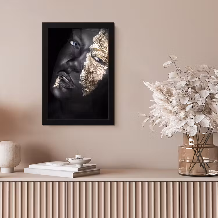 Vrouw - Goud - Zwart - Verf - Luxe fotolijst zwart zonder passe partout klein -sfeer5