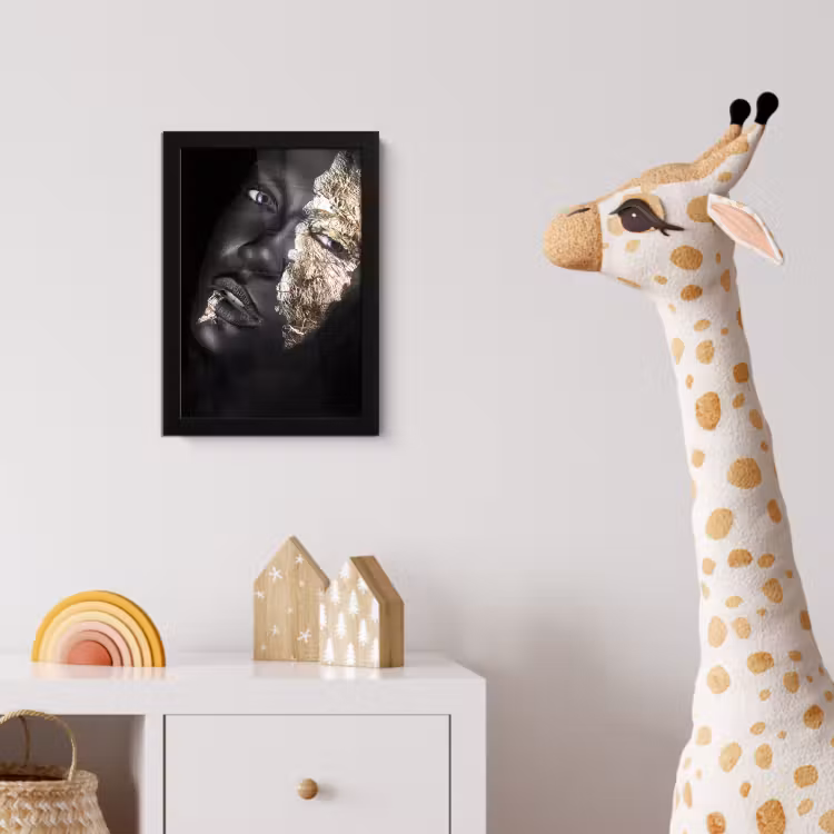Vrouw - Goud - Zwart - Verf - Luxe fotolijst zwart zonder passe partout klein -usfeer4_kinderkamer
