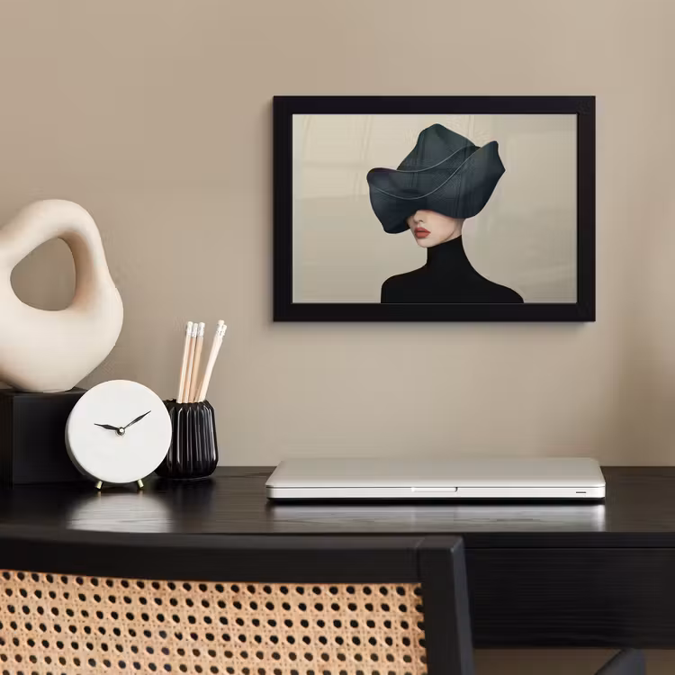Vrouw - Groen - Hoed fotolijst zwart zonder passe partout klein -sfeer1