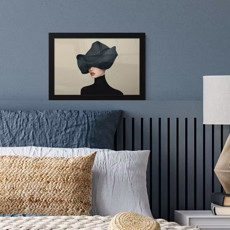 Vrouw - Groen - Hoed fotolijst zwart zonder passe partout klein -sfeer3