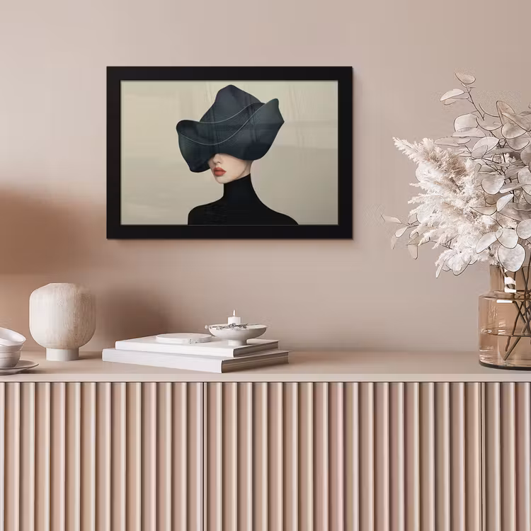 Vrouw - Groen - Hoed fotolijst zwart zonder passe partout klein -sfeer5