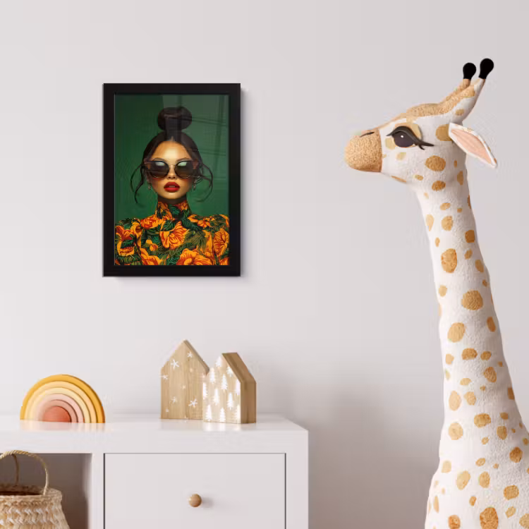 Vrouw - Groen - Modern - Bril - Abstract fotolijst zwart zonder passe partout klein -usfeer4_kinderkamer