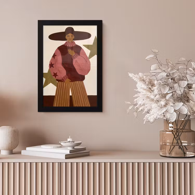 Vrouw - Hoed - Abstract - Modern - Portret fotolijst zwart zonder passe partout klein -sfeer5