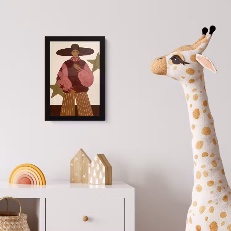 Vrouw - Hoed - Abstract - Modern - Portret fotolijst zwart zonder passe partout klein -usfeer4_kinderkamer