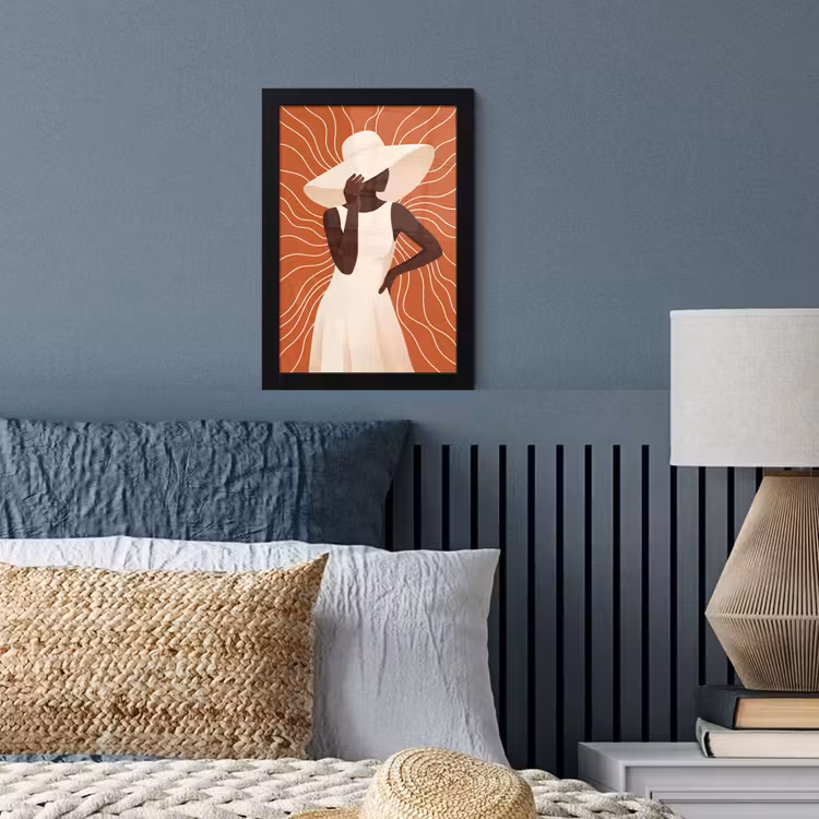 Vrouw - Hoed - Portret - Modern - Beige fotolijst zwart zonder passe partout klein -sfeer3