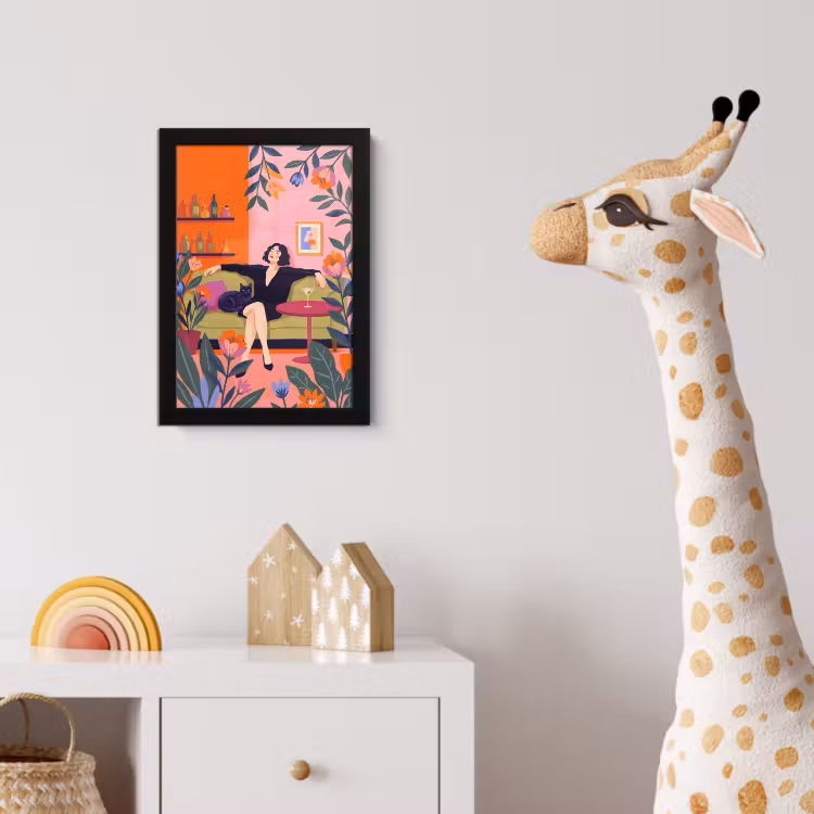 Vrouw - Kat - Interieur - Modern - Kleurrijk fotolijst zwart zonder passe partout klein -usfeer4_kinderkamer