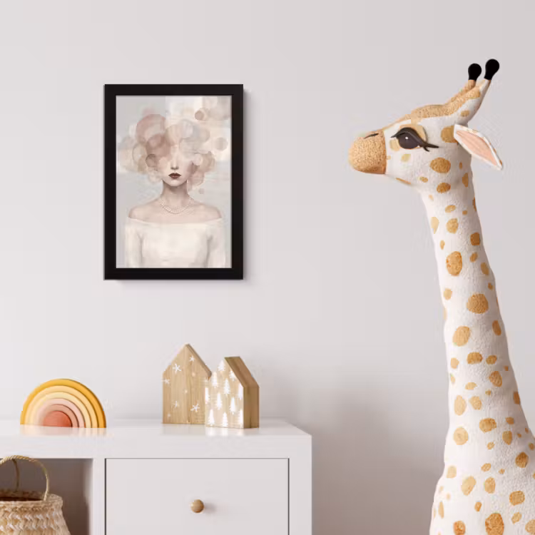 Vrouw - Cirkels - Beige fotolijst zwart zonder passe partout klein -usfeer4_kinderkamer