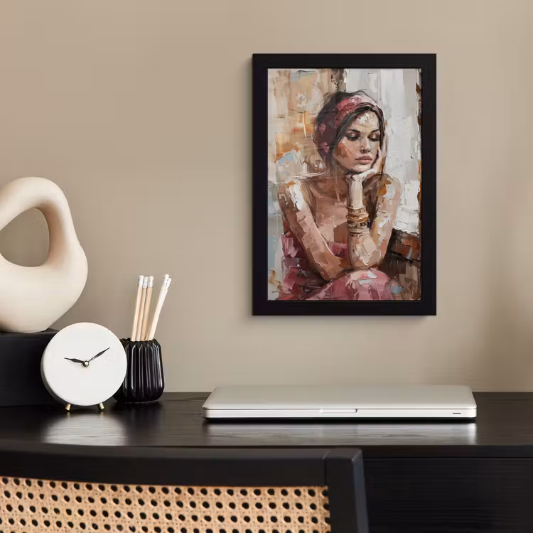 Vrouw - Verflook - Portret - Modern fotolijst zwart zonder passe partout klein -sfeer1