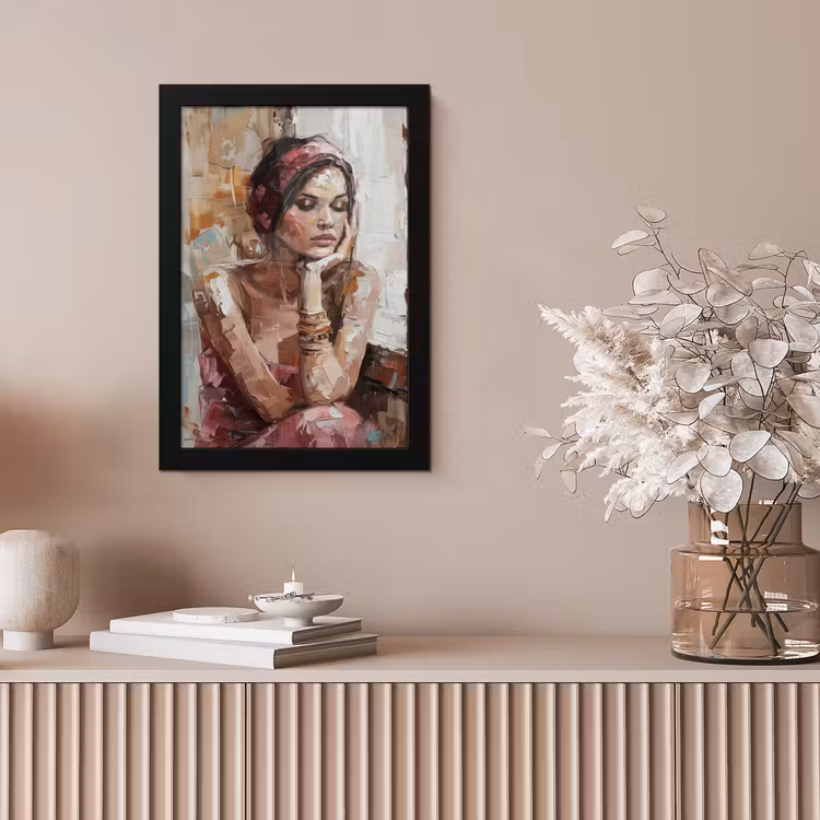 Vrouw - Verflook - Portret - Modern fotolijst zwart zonder passe partout klein -sfeer5