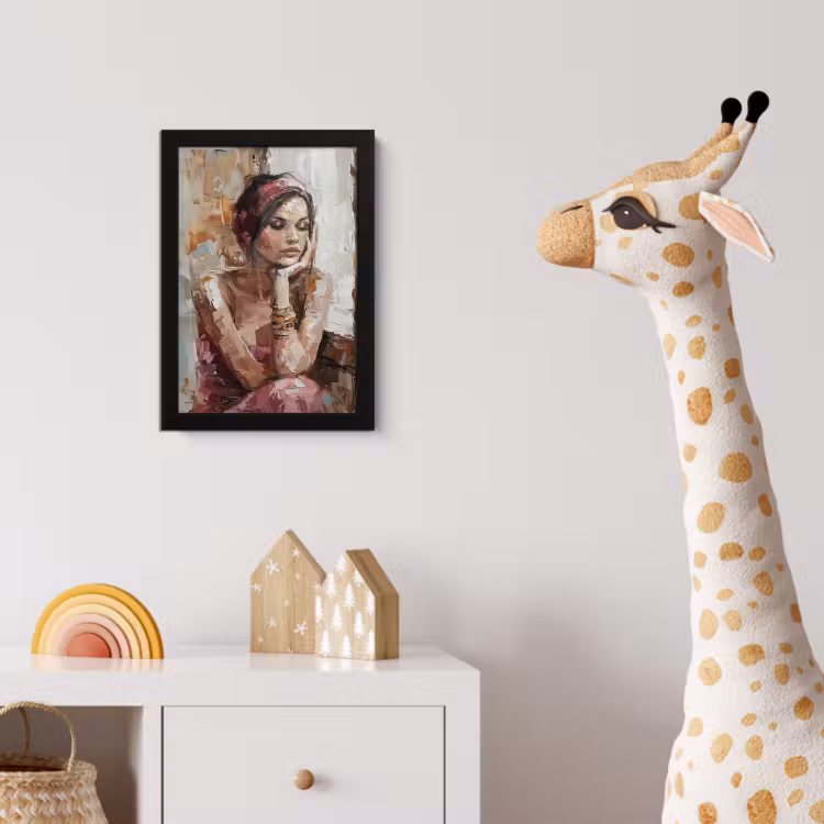 Vrouw - Verflook - Portret - Modern fotolijst zwart zonder passe partout klein -usfeer4_kinderkamer