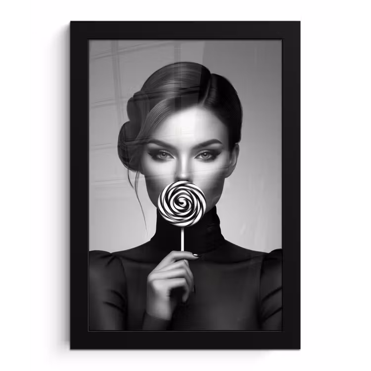 Vrouw - Lolly - Zwart fotolijst zwart zonder passe partout klein -3d