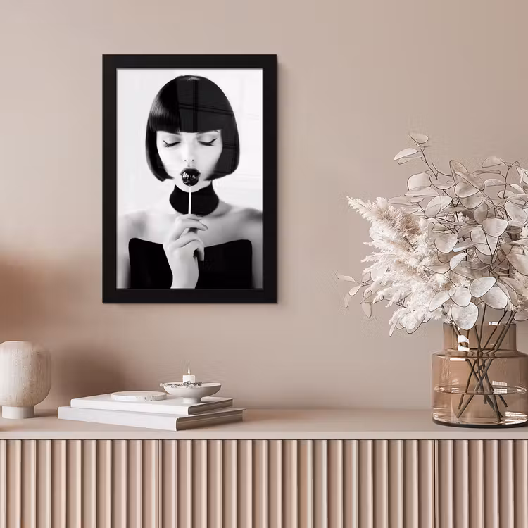 Vrouw - Lolly - Zwart - Wit fotolijst zwart zonder passe partout klein -sfeer5