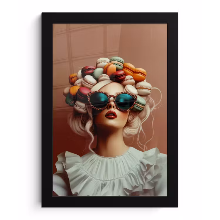 Vrouw - Macarons - Bril fotolijst zwart zonder passe partout klein -3d
