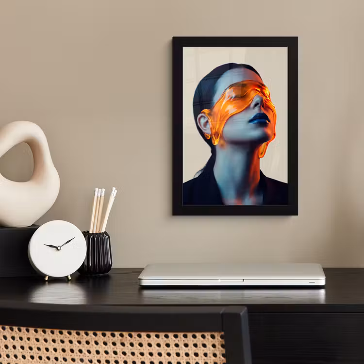 Vrouw - Oranje - Abstract - Modern - Kleurrijk fotolijst zwart zonder passe partout klein -sfeer1