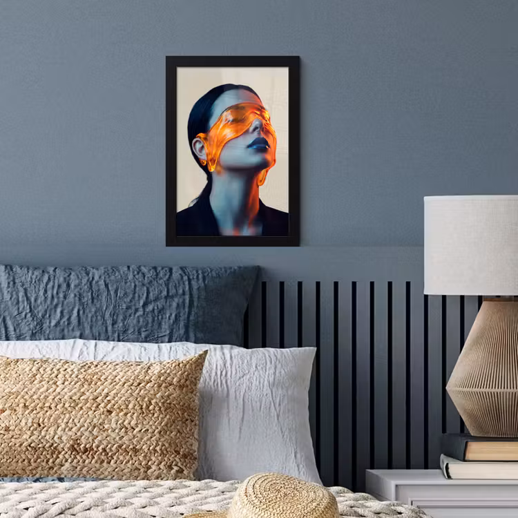 Vrouw - Oranje - Abstract - Modern - Kleurrijk fotolijst zwart zonder passe partout klein -sfeer3