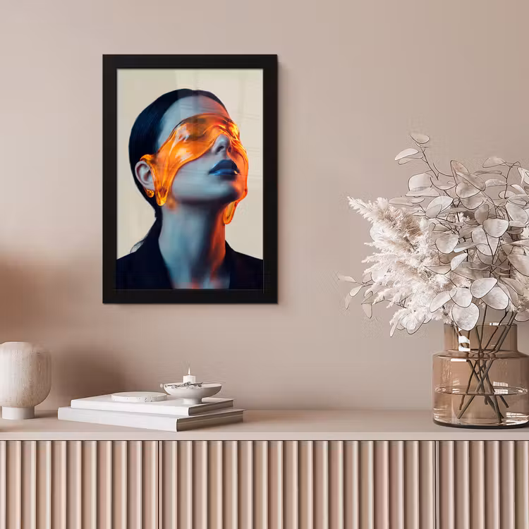 Vrouw - Oranje - Abstract - Modern - Kleurrijk fotolijst zwart zonder passe partout klein -sfeer5