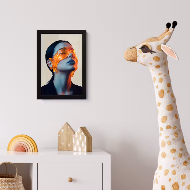Vrouw - Oranje - Abstract - Modern - Kleurrijk fotolijst zwart zonder passe partout klein -usfeer4_kinderkamer